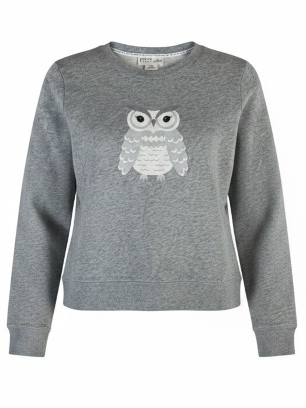 Kate Spade Broome Street Owl Sweatshirt Gray Cotton Pullover Ooh La La Medium
